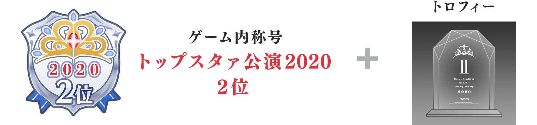 ゲーム内称号「トップスタァ公演2020 決勝出場」＋トロフィー